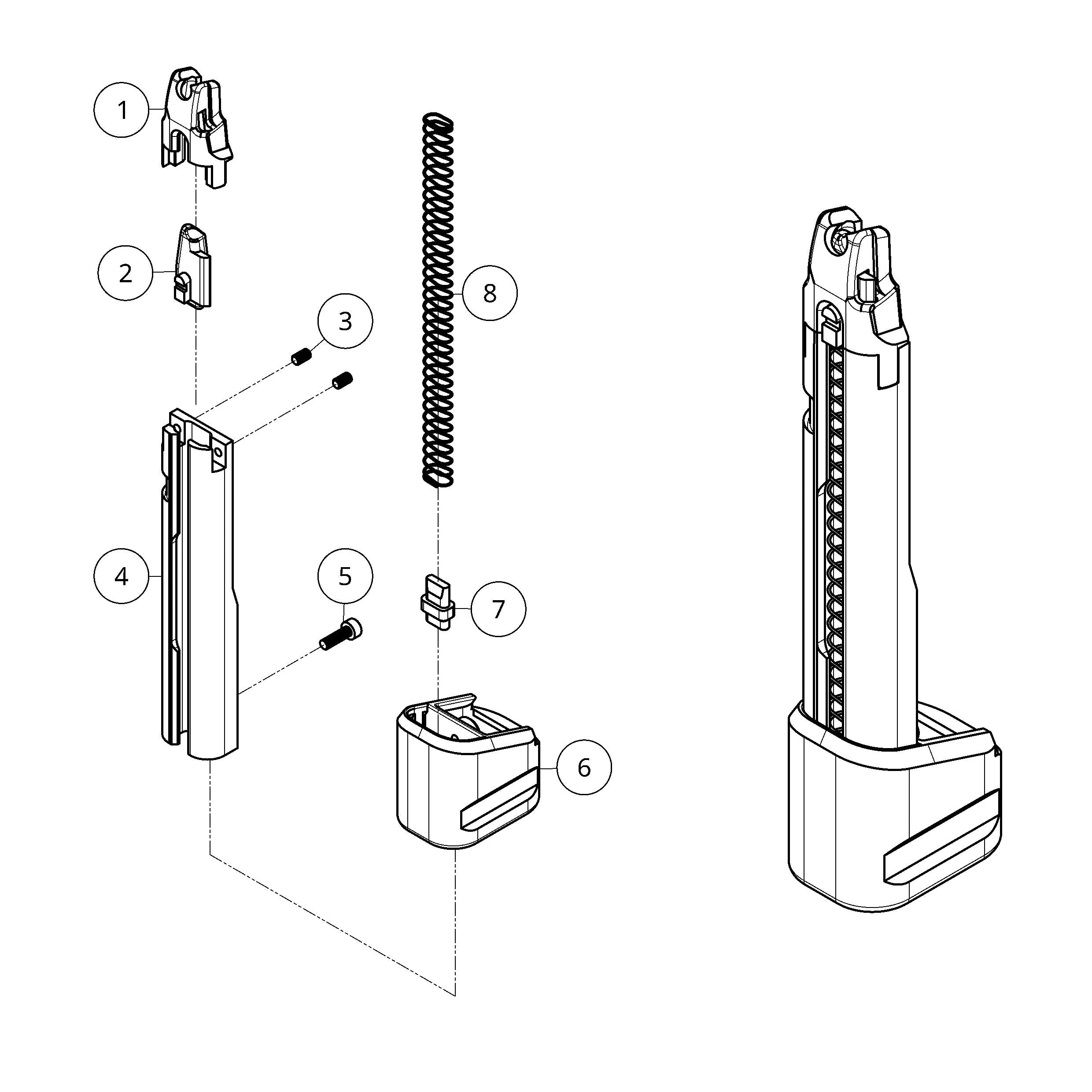 [DIGITAL DOWNLOAD] Extended Magazine Extension for Split G17 Magazine - 3D MJF Ultra Light 30 Rounds