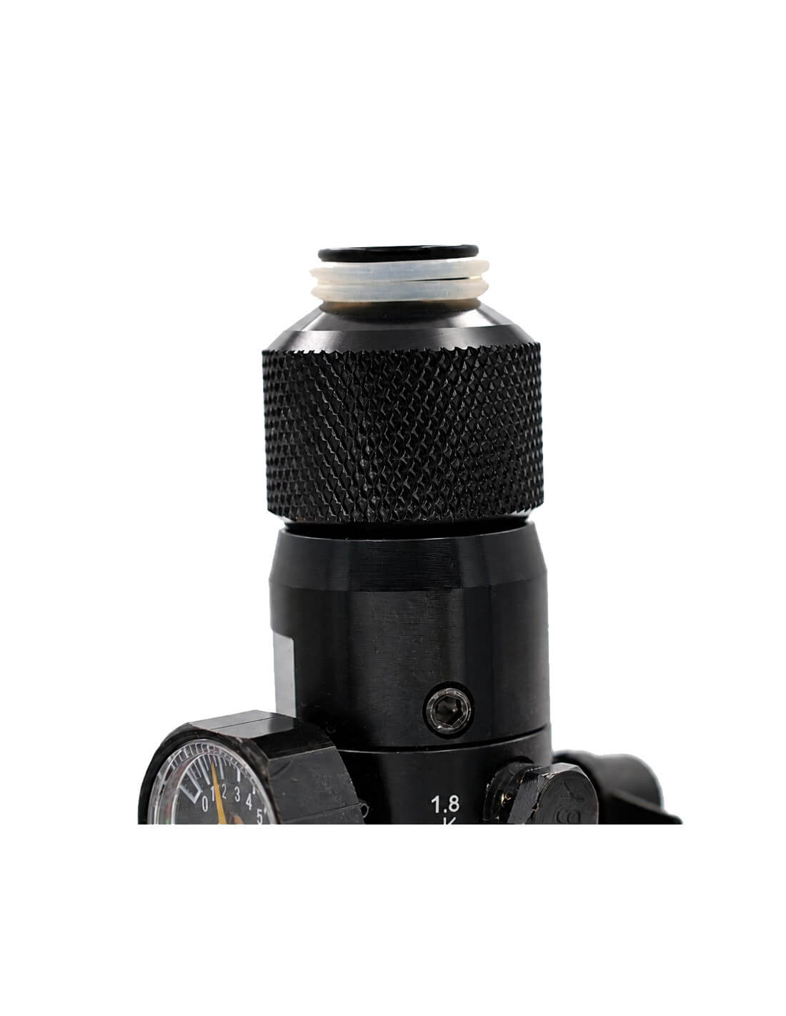 Balystik CNC aluminum cap for HPA tank with O-rings - Inferno Red