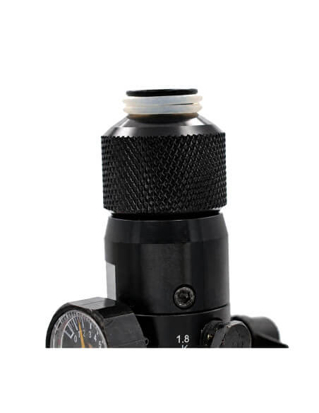 Balystik CNC aluminum cap for HPA tank with O-rings - Titanium Silver